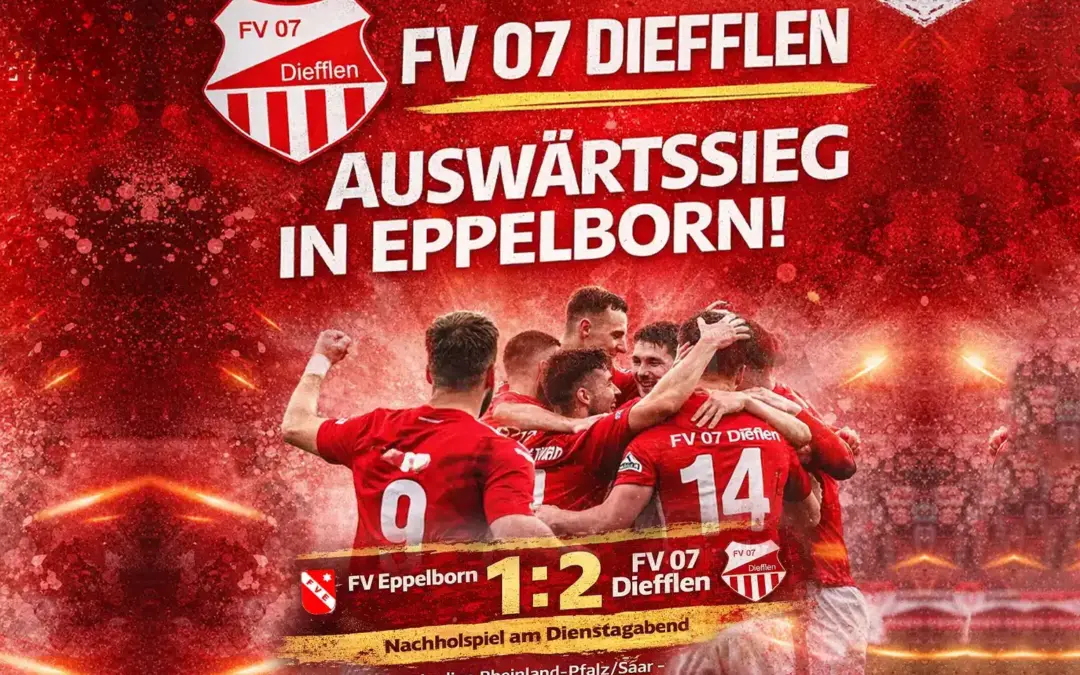 Später Auswärtssieg in Eppelborn: FV 07 Diefflen gewinnt Nachholspiel mit 2:1