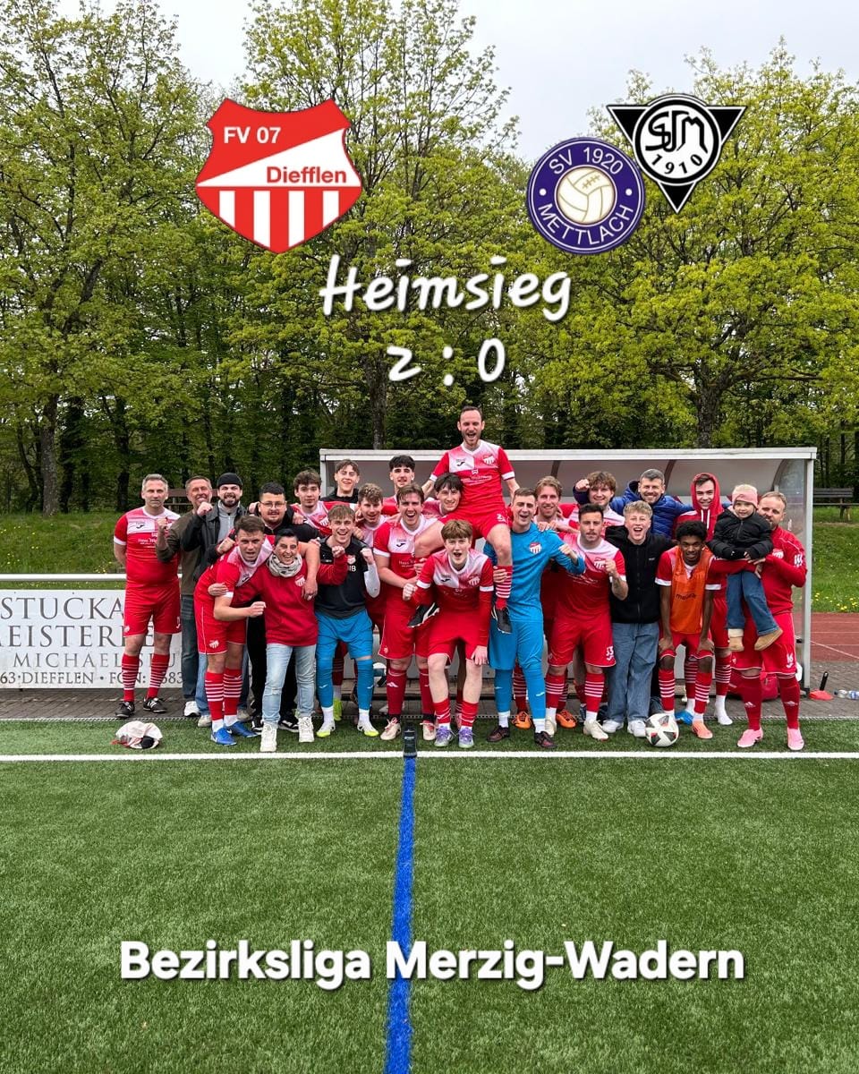 FV 07 Diefflen II nach dem 2:0-Heimsieg in der Bezirksliga Merzig-Wadern