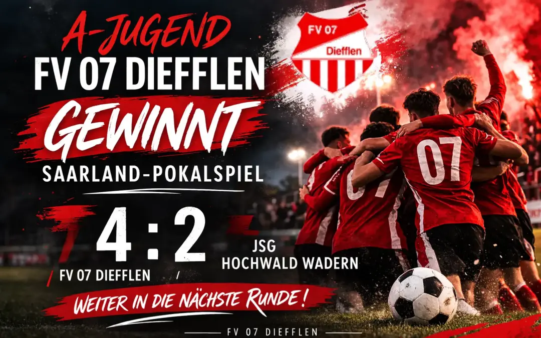 FV 07 Diefflen A-Jugend gewinnt Saarland-Pokalspiel mit 4:2 gegen JSG Hochwald Wadern