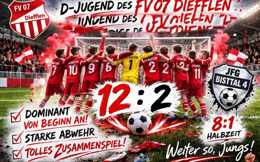D-Jugend des FV 07 Diefflen feiert starken 12:2-Heimsieg gegen JFG Bisttal 4