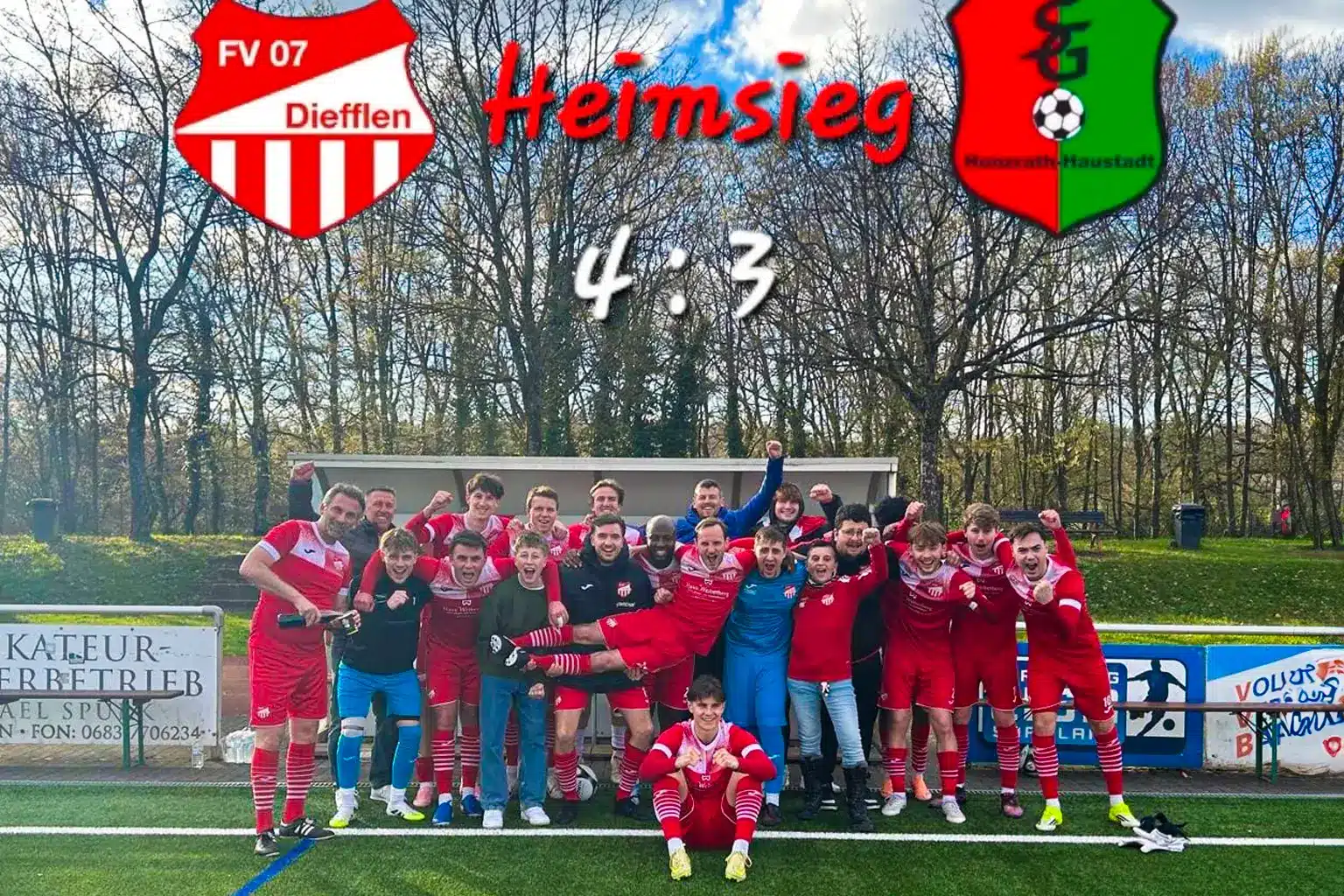 FV Diefflen II jubelt nach dem 4:3-Heimsieg gegen SG Honzrath-Haustadt