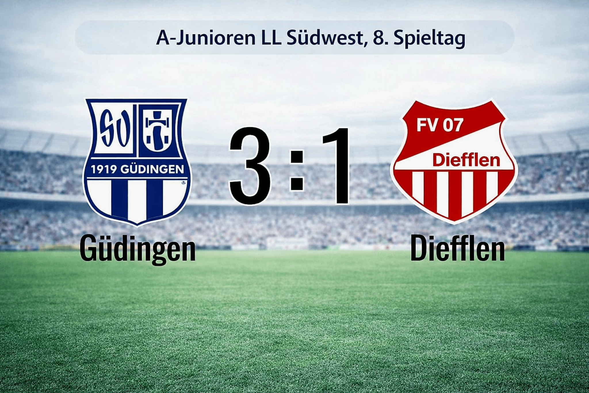 A-Junioren SV Güdingen FV07 Diefflen 3 zu 1 Ergebnis Landesliga Südwest