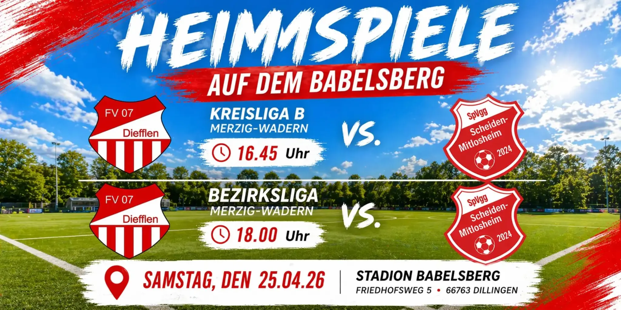 Heimspiele FV07 Diefflen gegen Scheiden Mitlosheim Diefflen Scheiden Spielankündigung Heimspiele Babelsberg