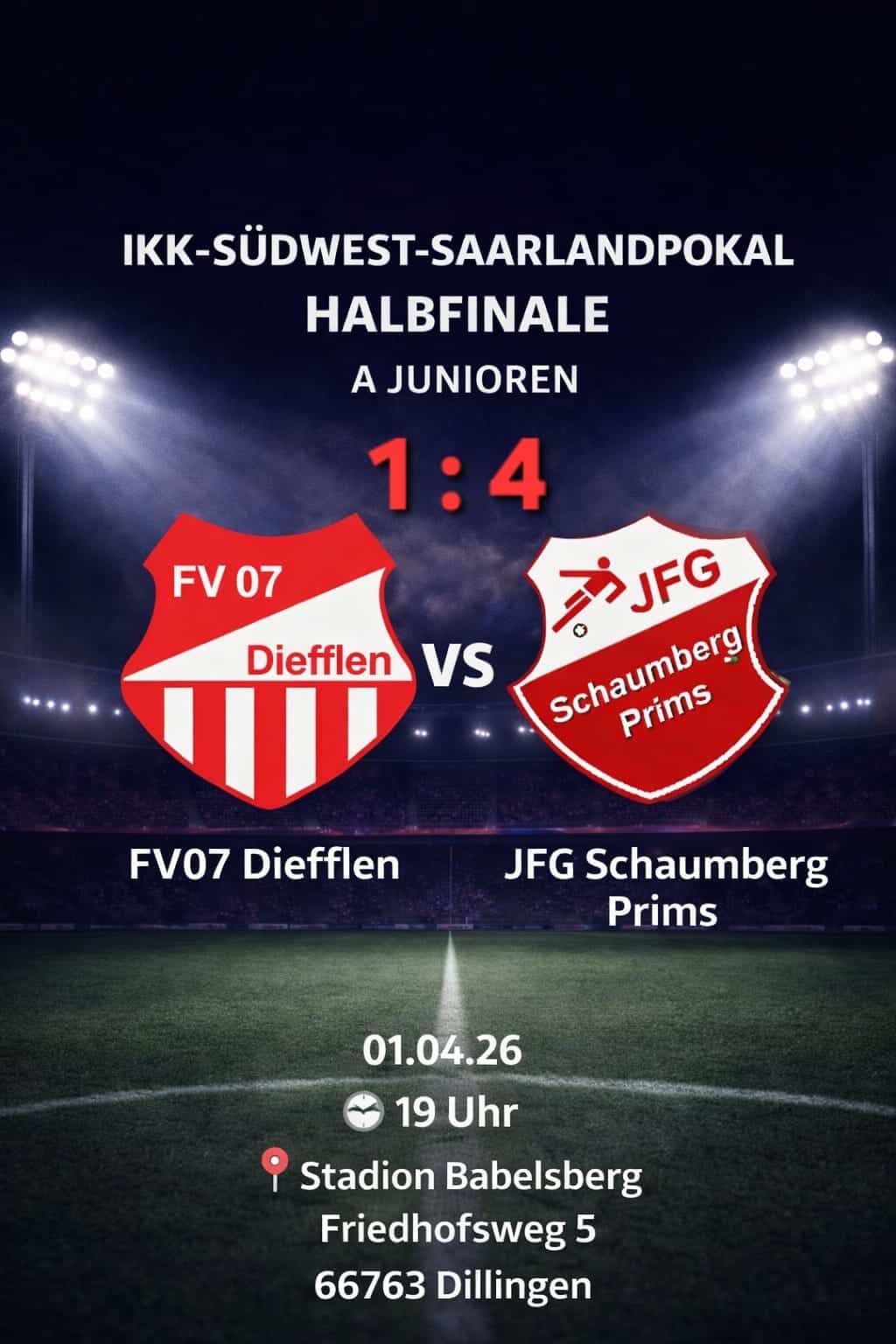 A Junioren Diefflen Schaumberg Halbfinale Saarlandpokal Stadion Babelsberg