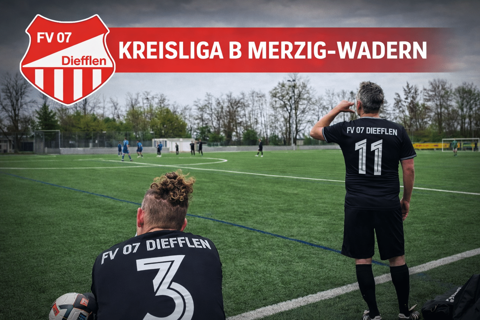 Kreisliga B Merzig Wadern Spielszene FV Diefflen 3 Mannschaft am Spielfeldrand