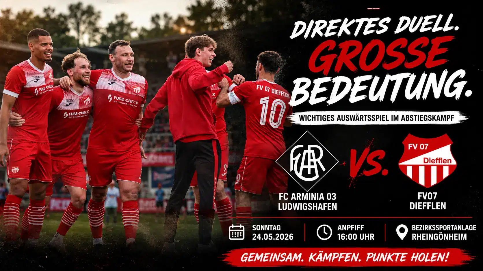 FV07 Diefflen vor dem wichtigen Auswärtsspiel gegen FC Arminia 03 Ludwigshafen im Abstiegskampf