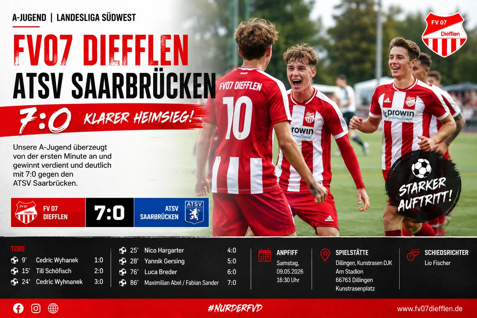 FV07 Diefflen A-Jugend beim 7:0 gegen ATSV Saarbrücken