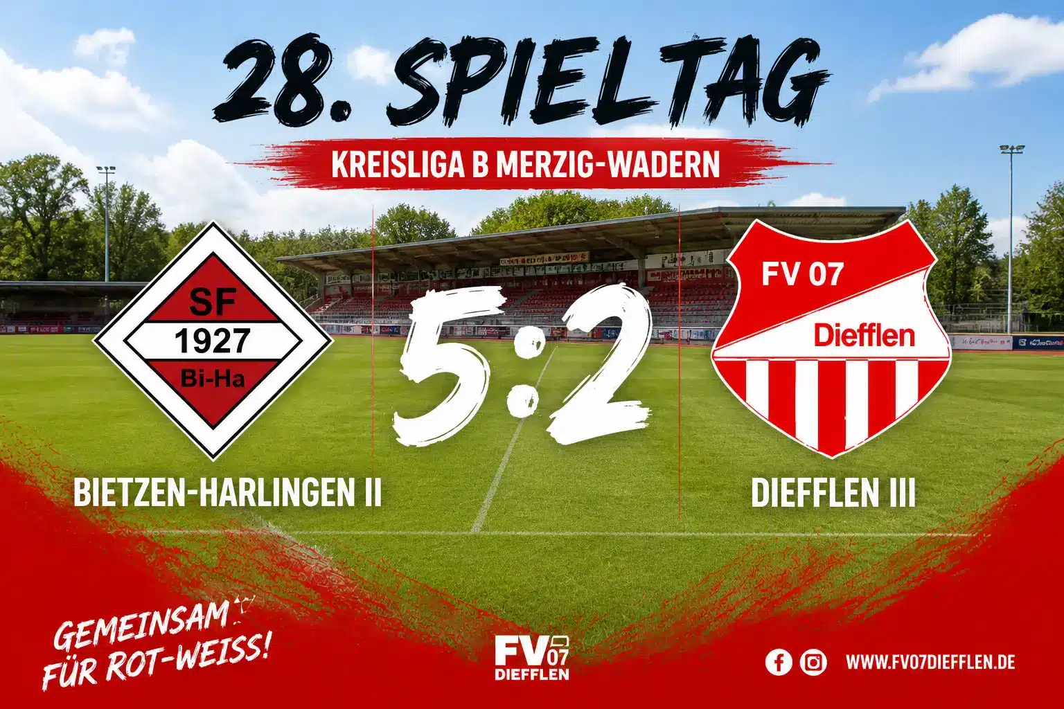 FV07 Diefflen III beim Auswärtsspiel gegen Bietzen-Harlingen II