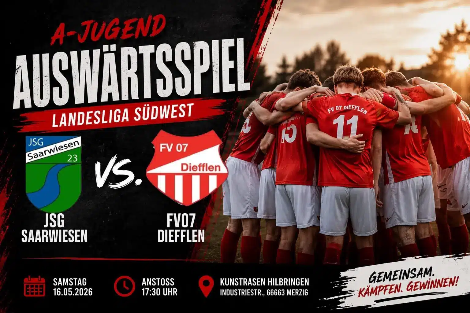 FV07 Diefflen Saarwiesen A-Jugend vor Auswärtsspiel in Hilbringen